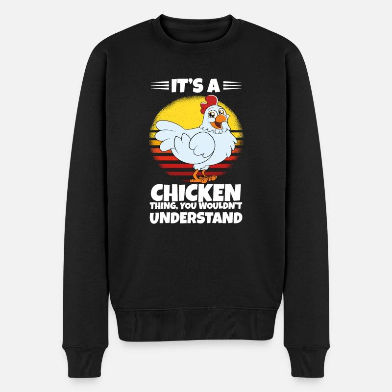 Drôle de poulet disant poulet - Pull Premium bio Homme - noir