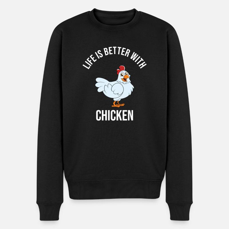 Drôle de poulet disant poulet - Pull Premium bio Homme - noir