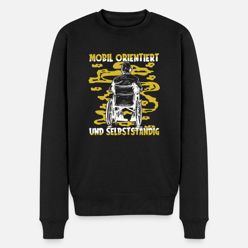 Rollstuhl Rollstuhlfahrer Lustig - Männer Premium Bio Pullover - Schwarz