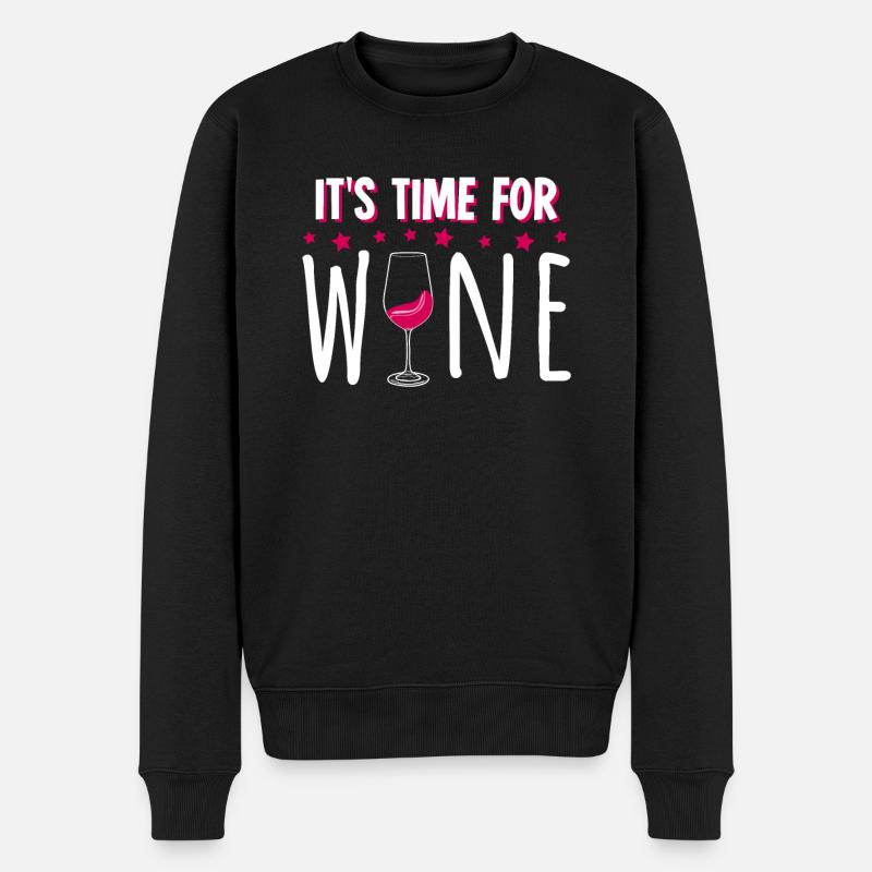 Vino Wein Weintrinker - Männer Premium Bio Pullover - Schwarz