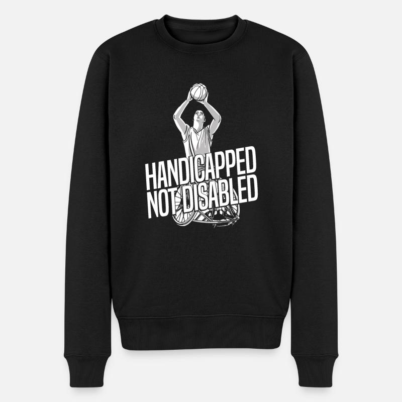 Rollstuhl Rollstuhlfahrer Basketball - Männer Premium Bio Pullover - Schwarz