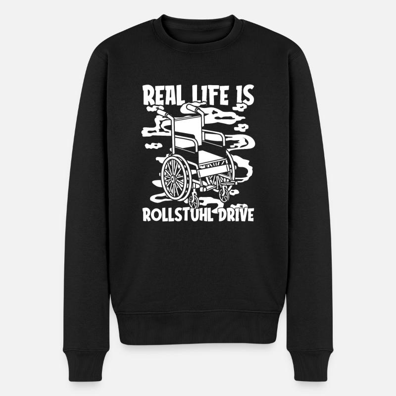 Rollstuhl Rollstuhlfahrer Lustig - Männer Premium Bio Pullover - Schwarz