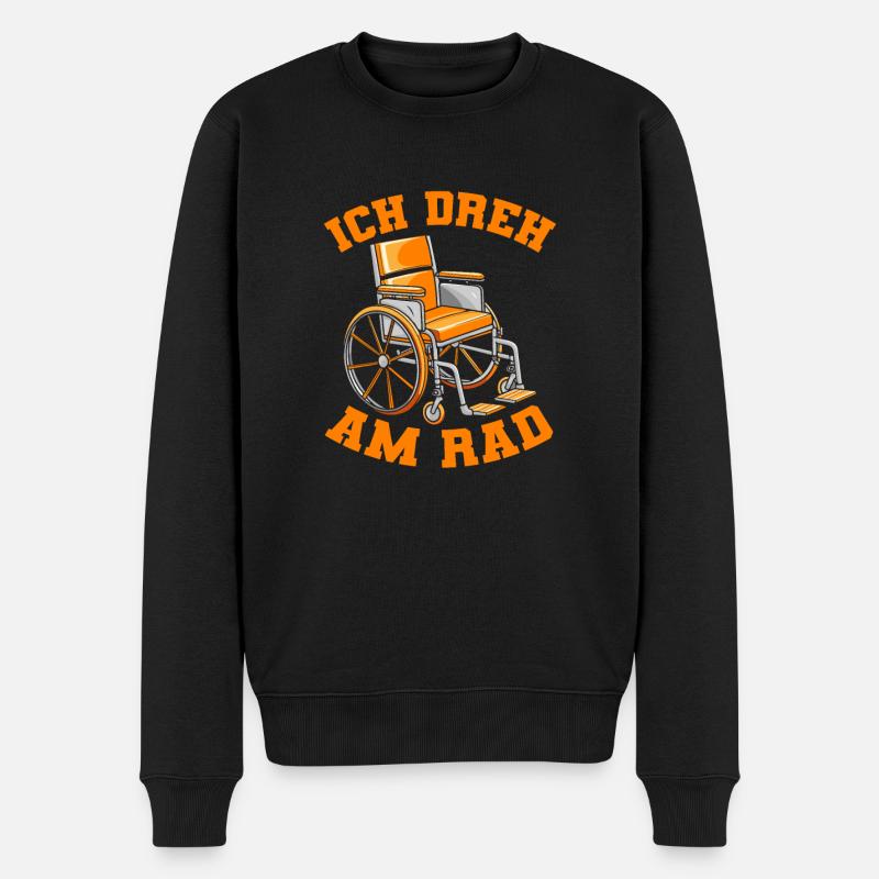 Rollstuhl Rollstuhlfahrer Lustig - Männer Premium Bio Pullover - Schwarz
