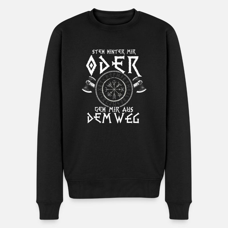Steh Hinter Mir Odin Wikinger - Männer Premium Bio Pullover - Schwarz