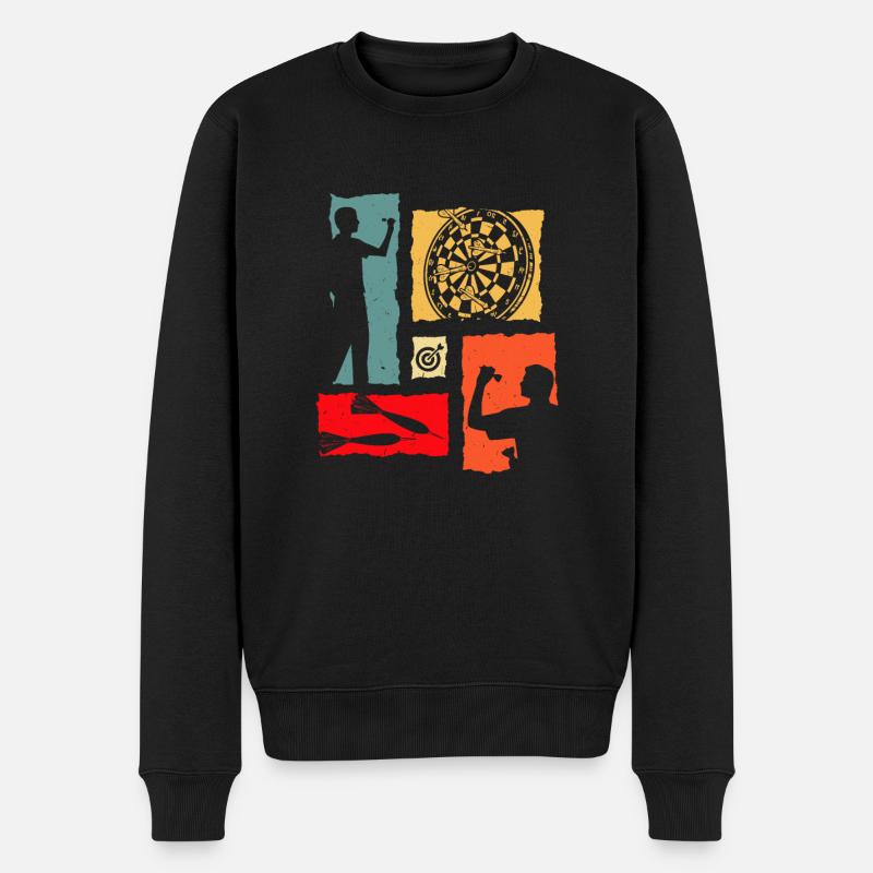 Dart Retro - Männer Premium Bio Pullover - Schwarz