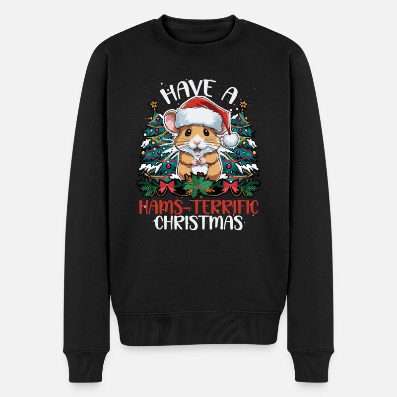 Hamster Grandiose Weihnachten - Männer Premium Bio Pullover - Schwarz