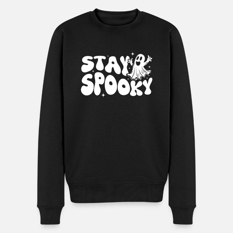 Bleib Gruselig Den Geist Von Halloween - Männer Premium Bio Pullover - Schwarz