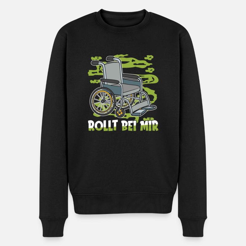 Rollstuhl Rollstuhlfahrer - Männer Premium Bio Pullover - Schwarz