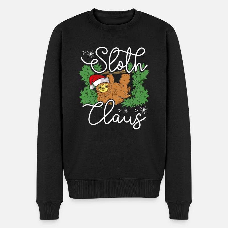 Weihnachtsfaultier - Männer Premium Bio Pullover - Schwarz