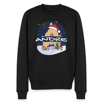 Génial Andre Nom w Santa Hat dans le thème de Noël - Pull Premium bio Homme - noir - Devant - Nico (187cm)