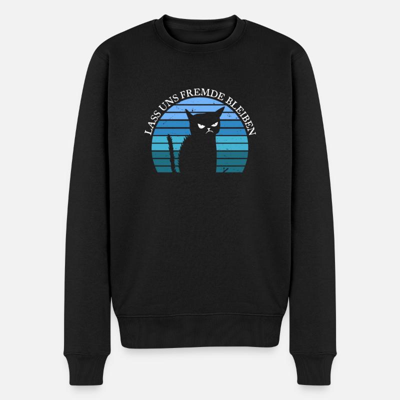 Lass uns Fremde bleiben Katze - Männer Premium Bio Pullover - Schwarz