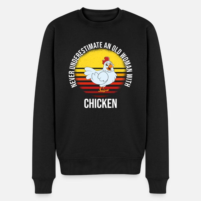Lustiger Hühner Spruch Huhn - Männer Premium Bio Pullover - Schwarz