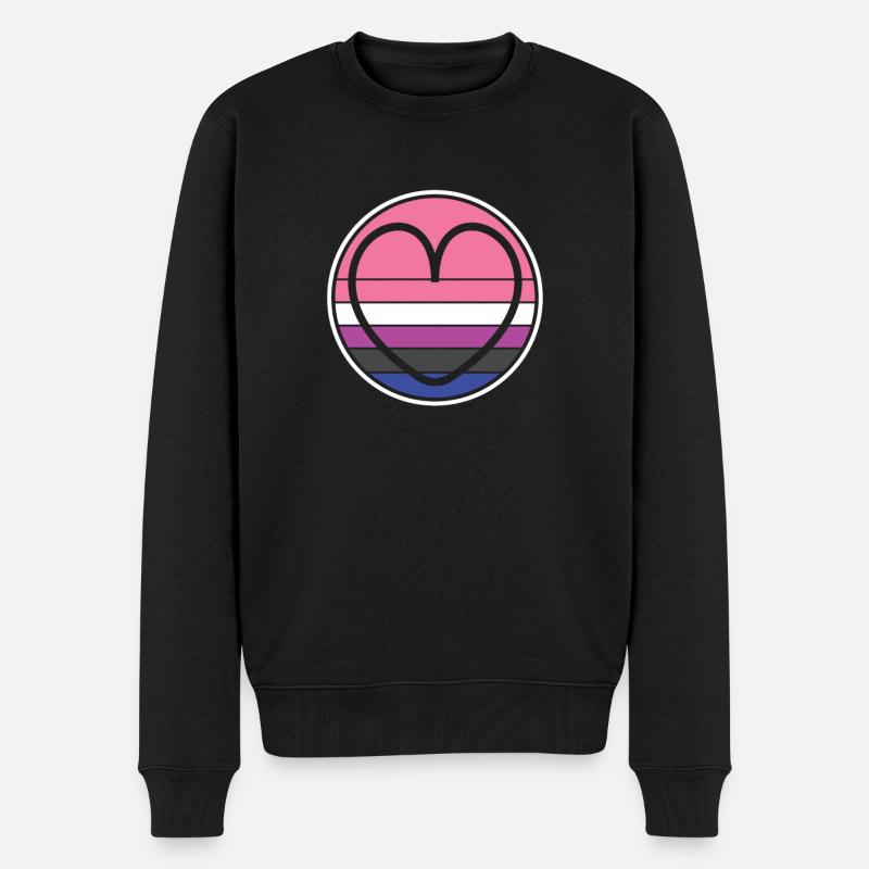 Genderfluide Herz - Männer Premium Bio Pullover - Schwarz