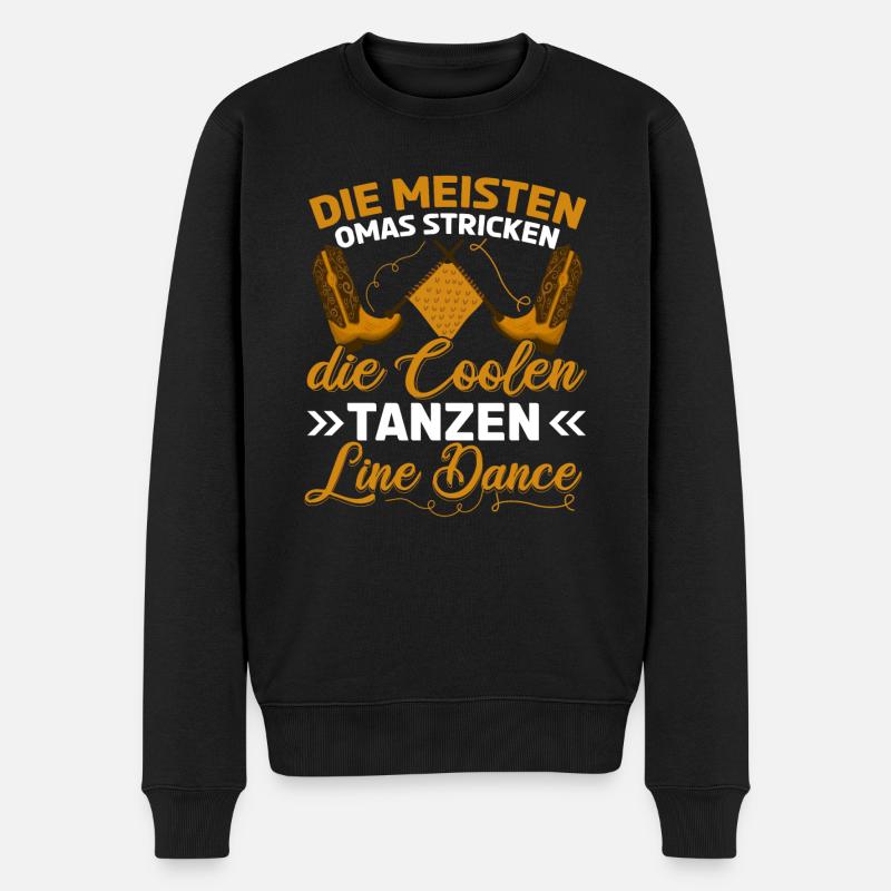 Line Dance Oma Stricken Tanzen Cowboystiefel - Männer Premium Bio Pullover - Schwarz