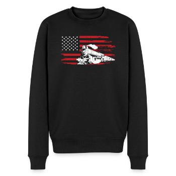 Zug Amerikanische Flagge - Männer Premium Bio Pullover - Schwarz - Vorne - Nico (187cm)