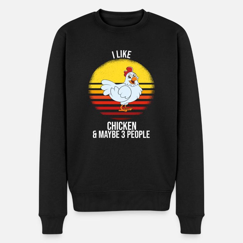 Lustiger Hühner Spruch Huhn - Männer Premium Bio Pullover - Schwarz