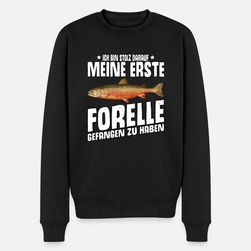 Forellen Angeln - Männer Premium Bio Pullover - Schwarz