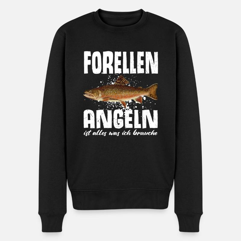 Forellen Angeln - Männer Premium Bio Pullover - Schwarz