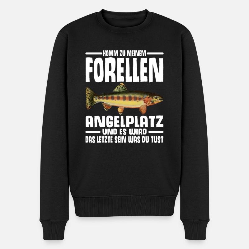 Forellen Angeln - Männer Premium Bio Pullover - Schwarz