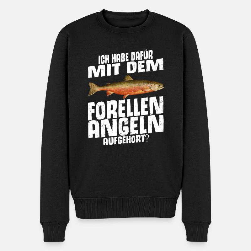 Forellen Angeln - Männer Premium Bio Pullover - Schwarz