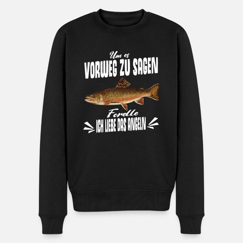 Forellen Angeln - Männer Premium Bio Pullover - Schwarz