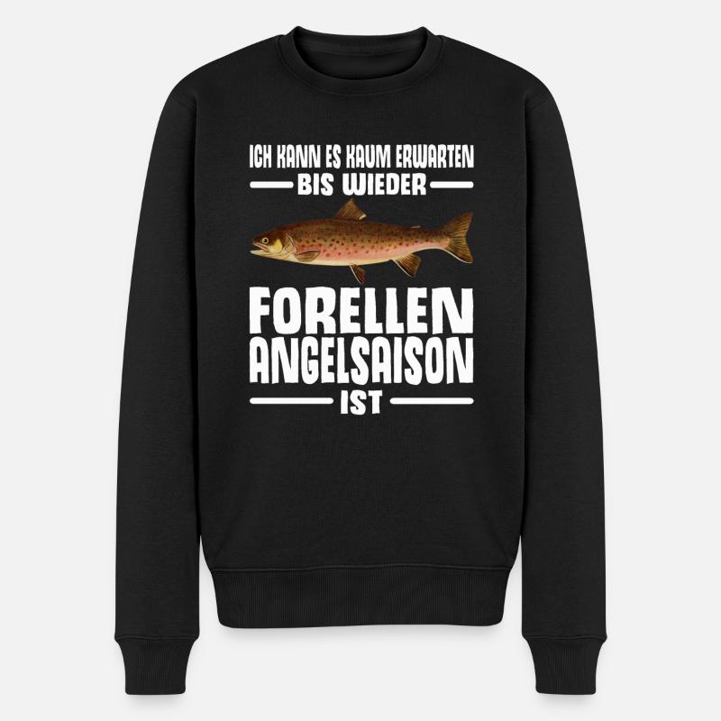 Forellen Angeln - Männer Premium Bio Pullover - Schwarz