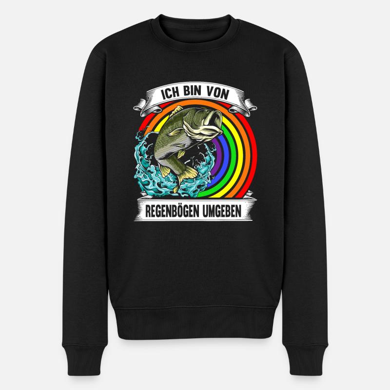 Forellen Angeln - Männer Premium Bio Pullover - Schwarz