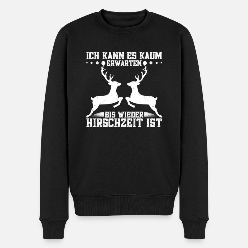 Hirsch Spruch Hirschjäger Weißwedelhirsch - Männer Premium Bio Pullover - Schwarz