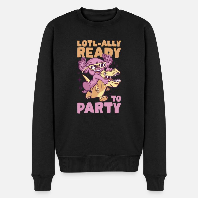 Axolotl Geburtstagsfeier - Männer Premium Bio Pullover - Schwarz