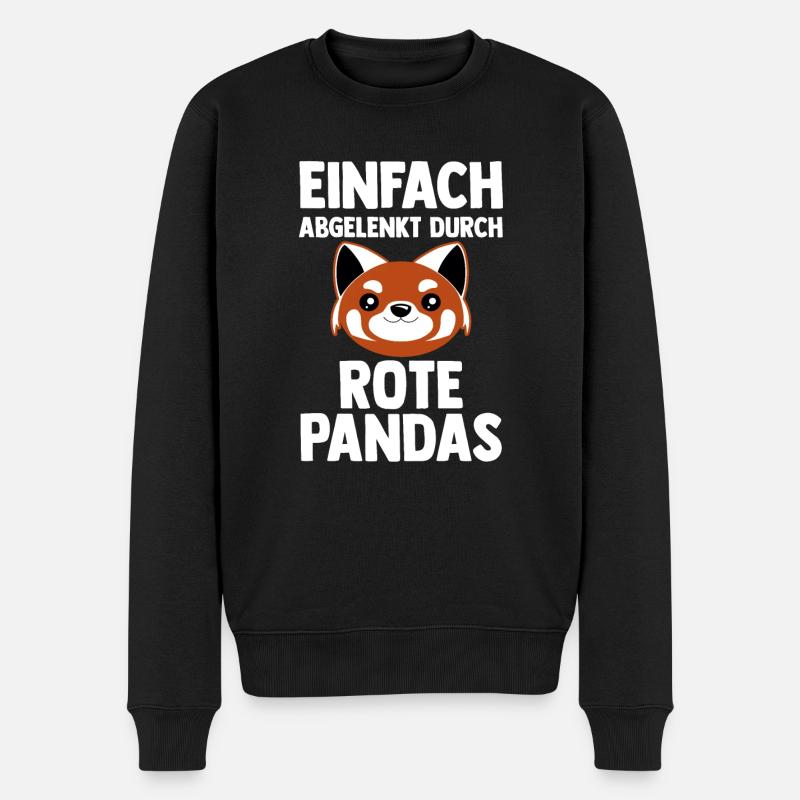 Roter Panda - Männer Premium Bio Pullover - Schwarz