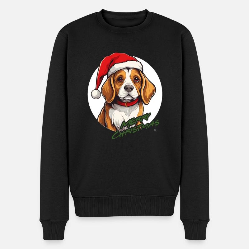 Merry Christmas Beagle - Männer Premium Bio Pullover - Schwarz