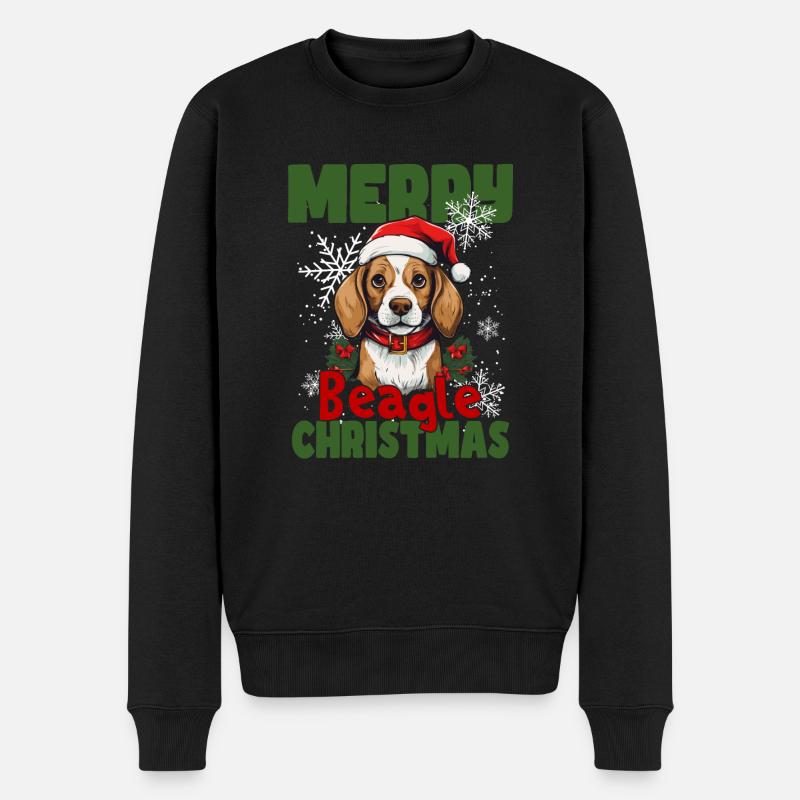 Merry Christmas Beagle - Männer Premium Bio Pullover - Schwarz