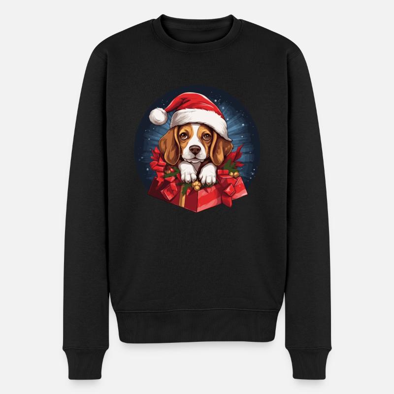 Merry Christmas Beagle - Männer Premium Bio Pullover - Schwarz