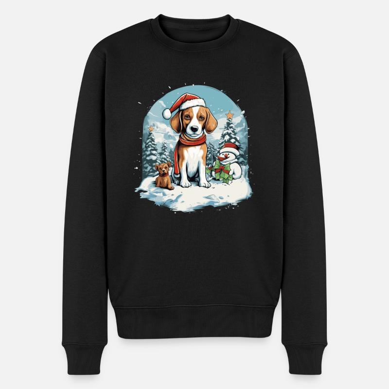 Merry Christmas Beagle - Männer Premium Bio Pullover - Schwarz