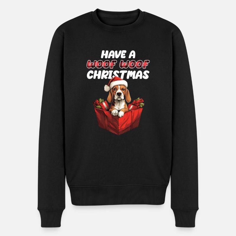 Merry Christmas Beagle - Männer Premium Bio Pullover - Schwarz