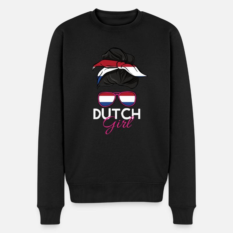 Holländisches Mädchen - Männer Premium Bio Pullover - Schwarz