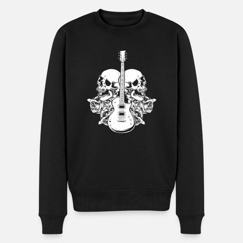 E Gitarre Elektrogitarre Schädel - Männer Premium Bio Pullover - Schwarz