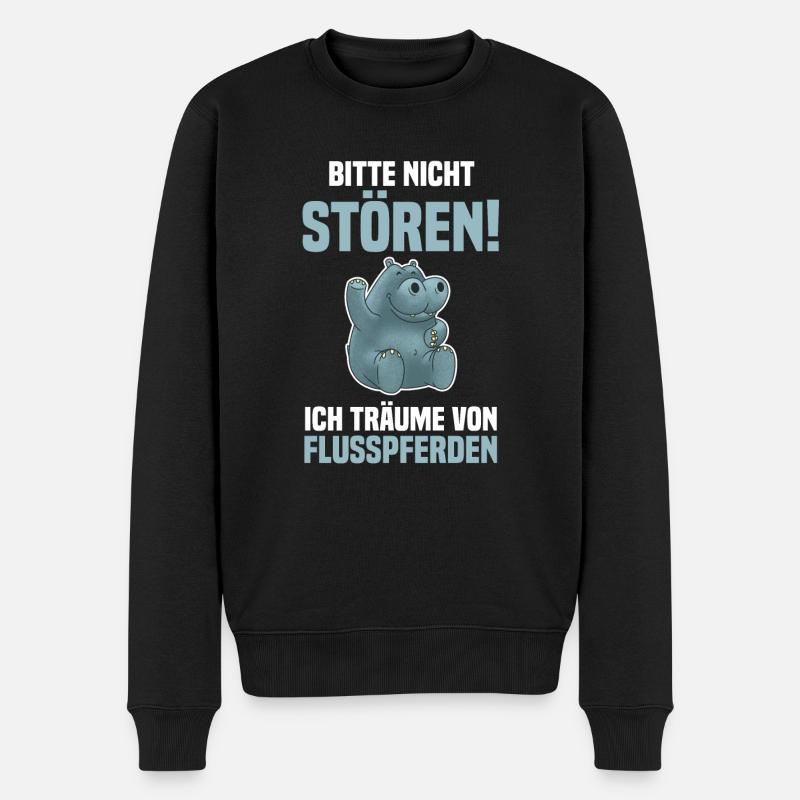 Nilpferd Flusspferd - Männer Premium Bio Pullover - Schwarz