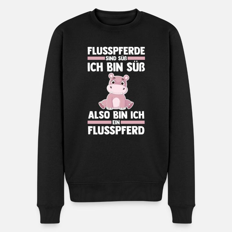 Nilpferd Flusspferd - Männer Premium Bio Pullover - Schwarz