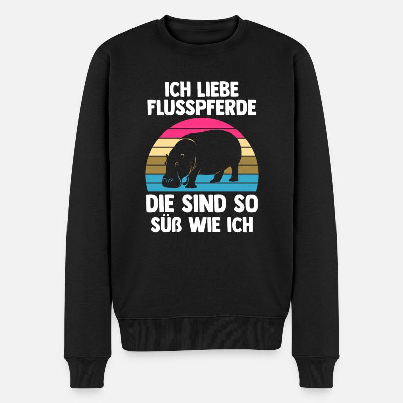 Nilpferd Flusspferd - Männer Premium Bio Pullover - Schwarz