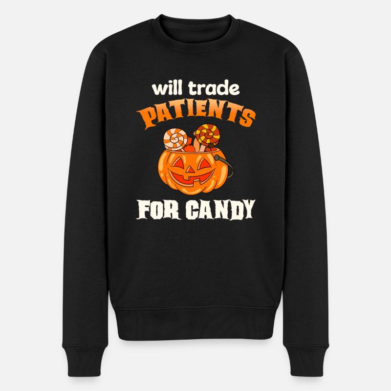 Halloween Krankenschwester Kürbis - Männer Premium Bio Pullover - Schwarz