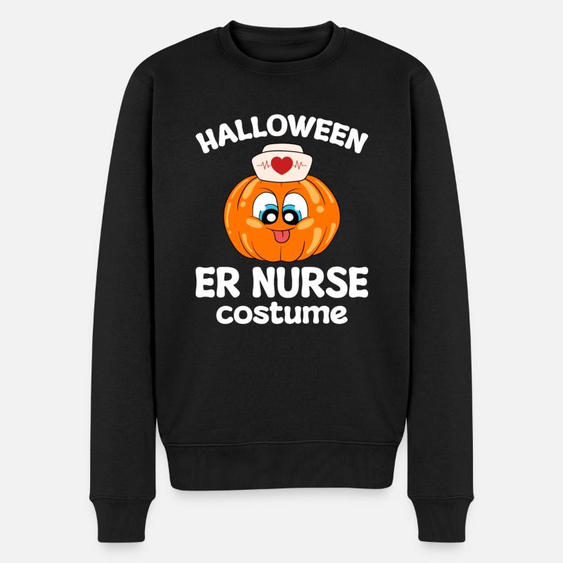 Citrouille infirmière d’Halloween - Pull Premium bio Homme - noir