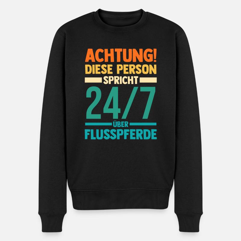 Nilpferd Flusspferd - Männer Premium Bio Pullover - Schwarz
