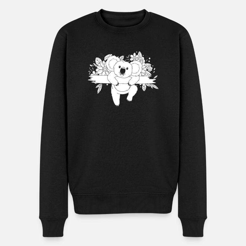 Koalabär Blumen - Männer Premium Bio Pullover - Schwarz