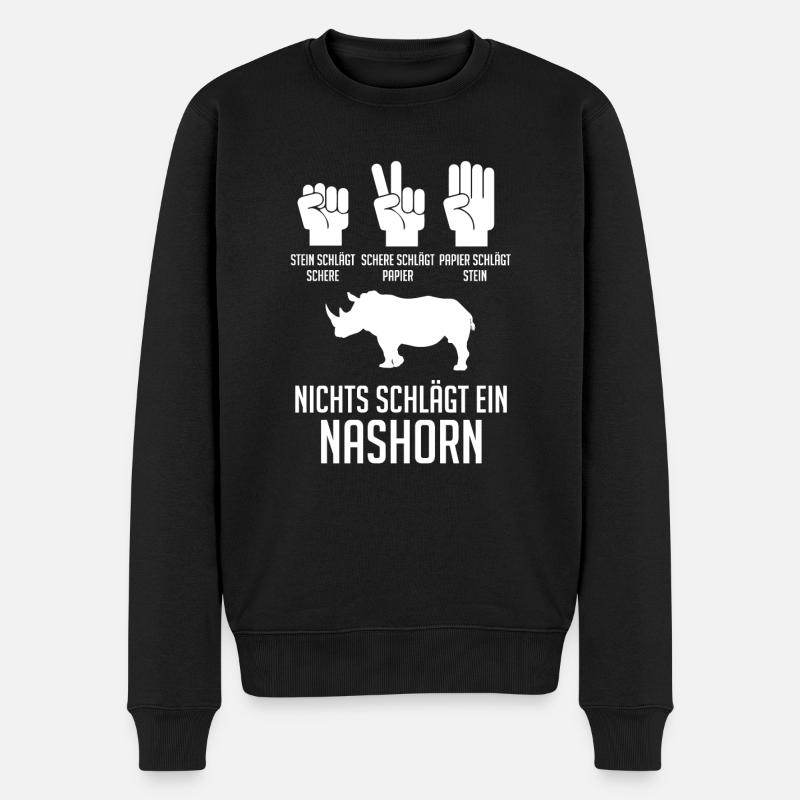 Nashorn - Männer Premium Bio Pullover - Schwarz
