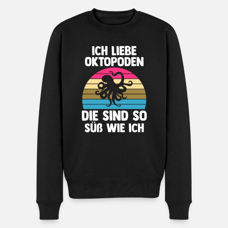 Tintenfisch Oktopus - Männer Premium Bio Pullover - Schwarz