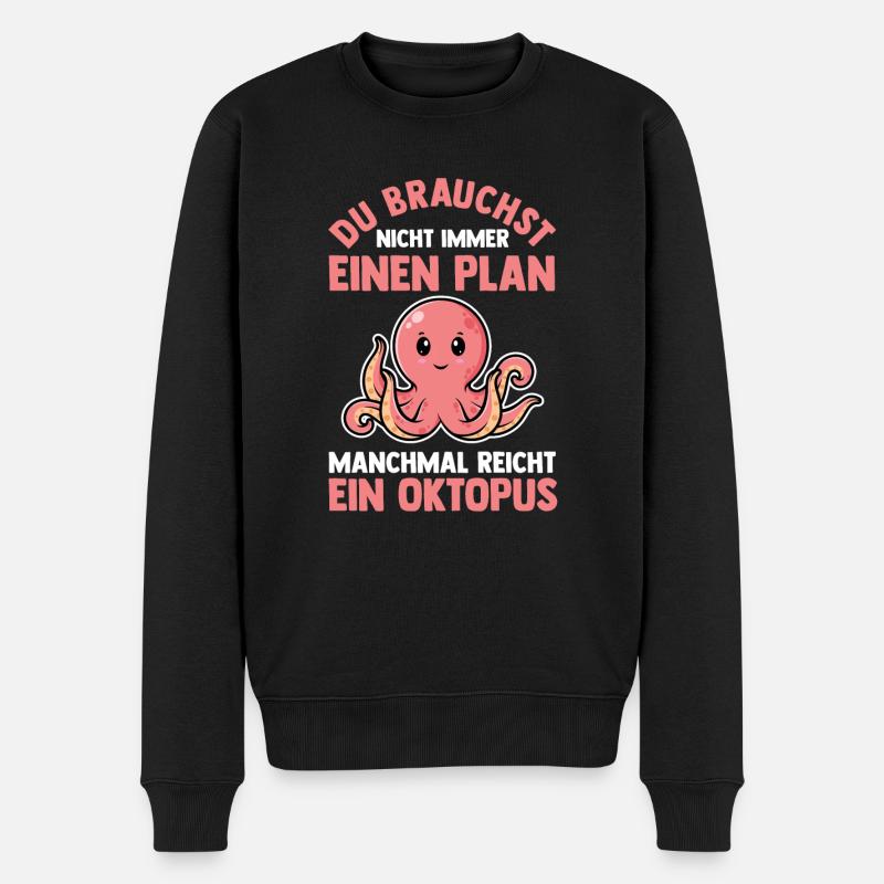 Tintenfisch Oktopus - Männer Premium Bio Pullover - Schwarz