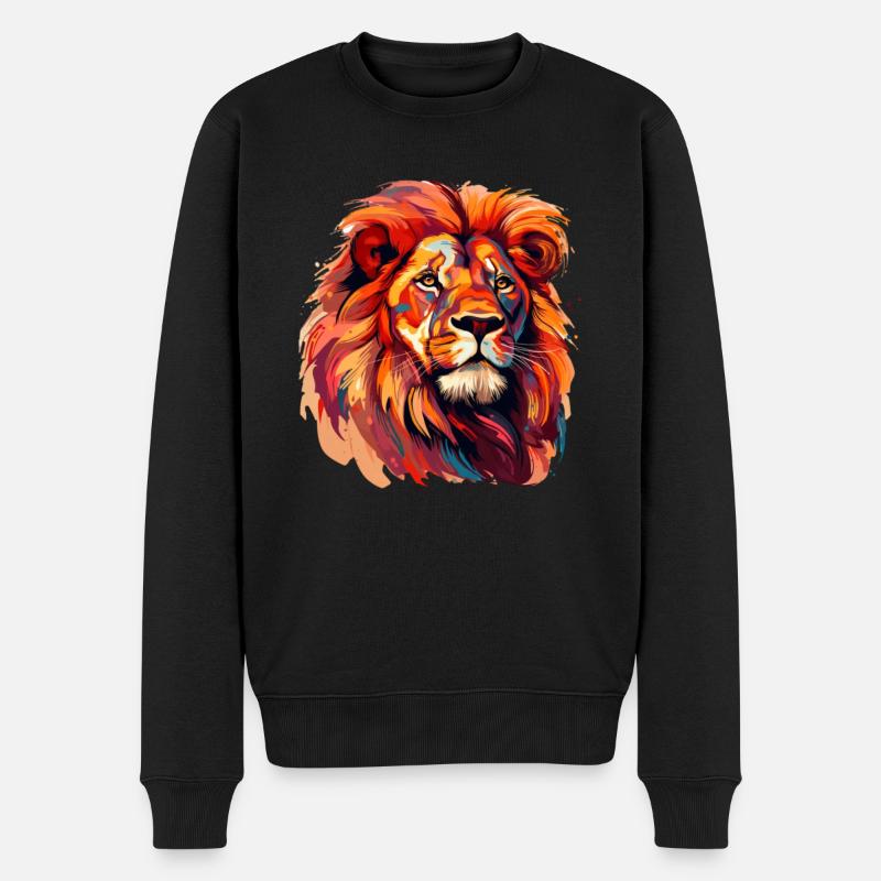 Gemalter Löwe - Männer Premium Bio Pullover - Schwarz