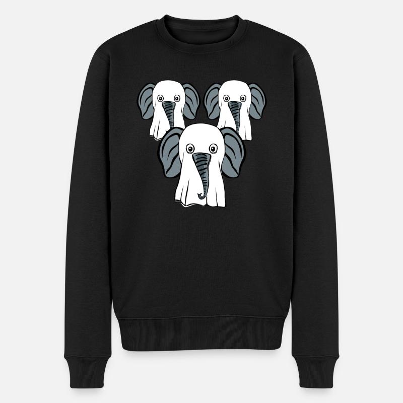 Elephant Ghosts Elephants - Männer Premium Bio Pullover - Schwarz