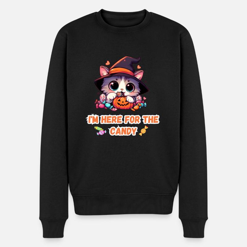 Je suis là pour le chaton mignon de bonbons - Pull Premium bio Homme - noir